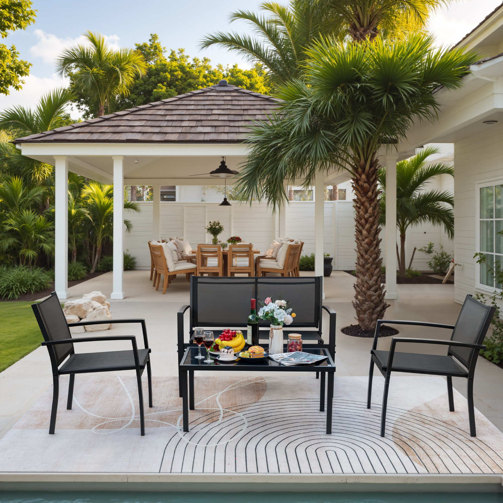 Ivy Bronx Onika 4 Piece Patio Conversation Set & Reviews | Wayfair